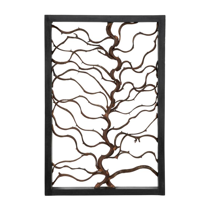 Black Wood Branch Tree Home Wall Decor with Black Frame