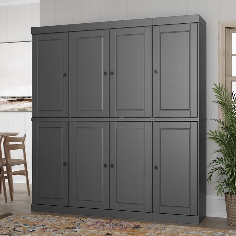 Palace Imports 100% Solid Wood 65" Kitchen China Pantry Cabinet - 65" x 71.5" - Gray - Solid