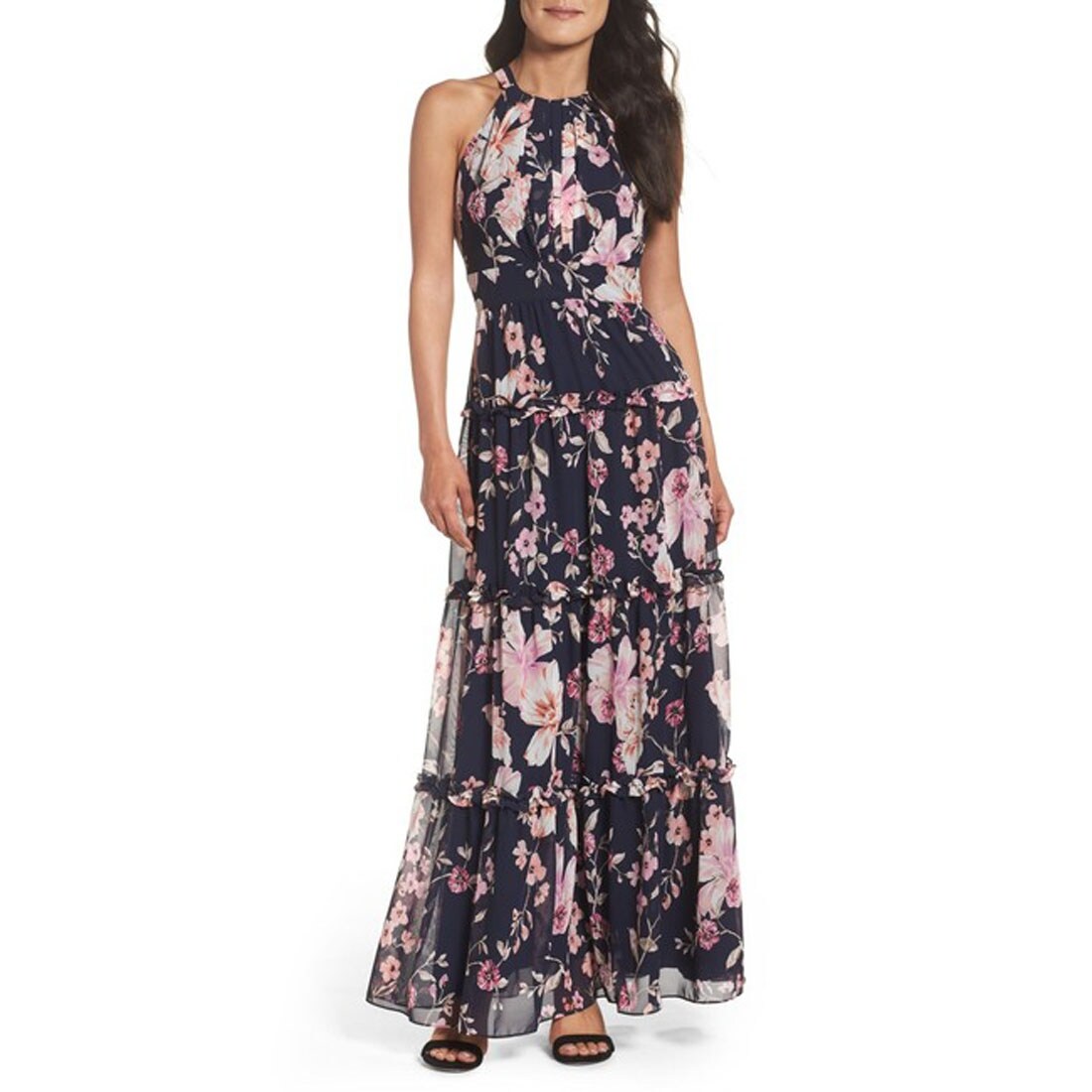 Eliza J Halter Ruffle Maxi Dress Online 