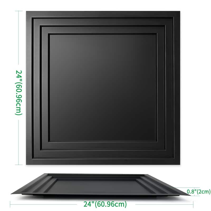 Atr3d 12pcs 24"x24" PVC 3D Wall Panel Ceiling Tile White or Black Cover 48 Sq.Ft.