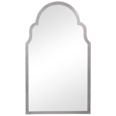 Sleek Elongated Quatrefoil Frame Mirror, Silver