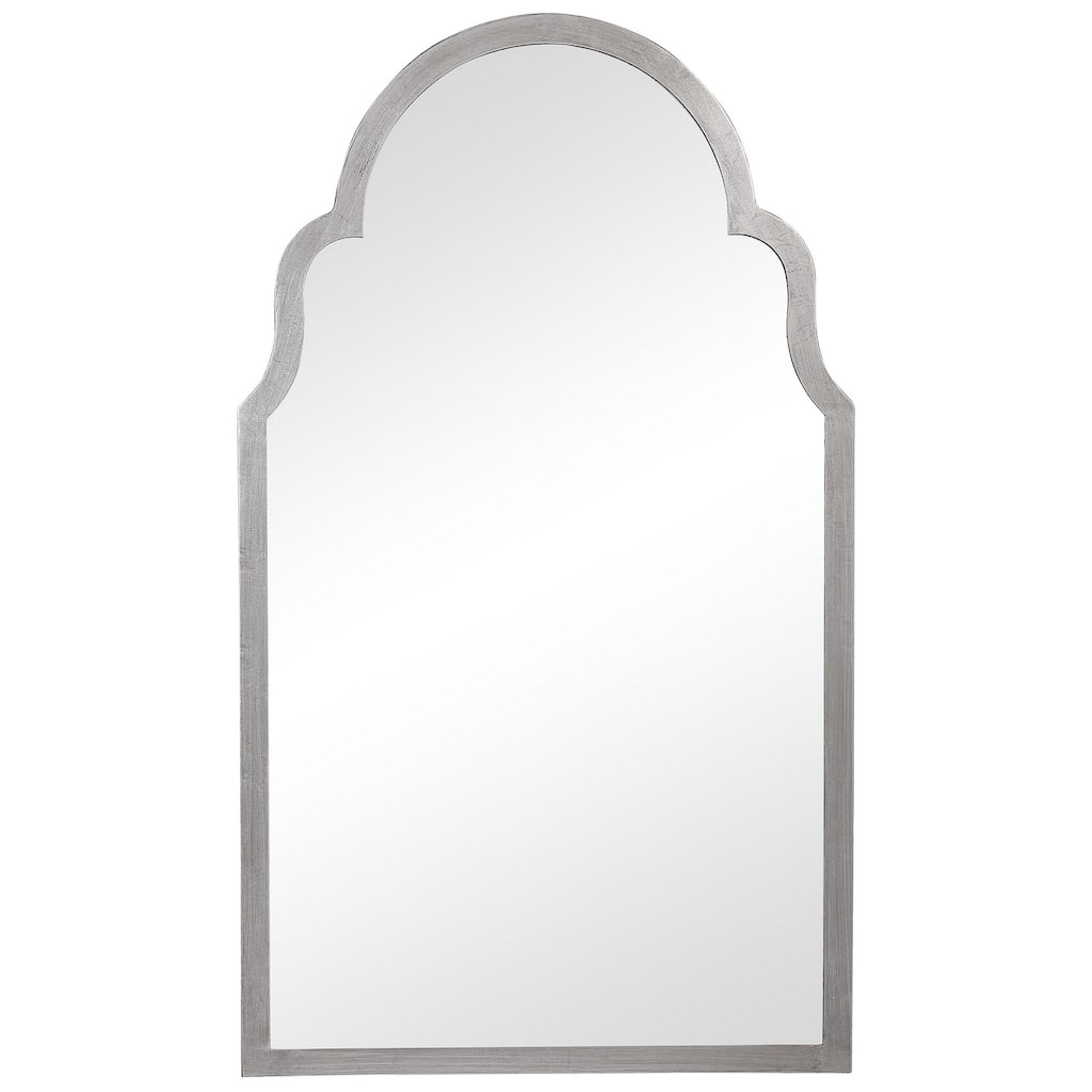 Sleek Elongated Quatrefoil Frame Mirror, Silver