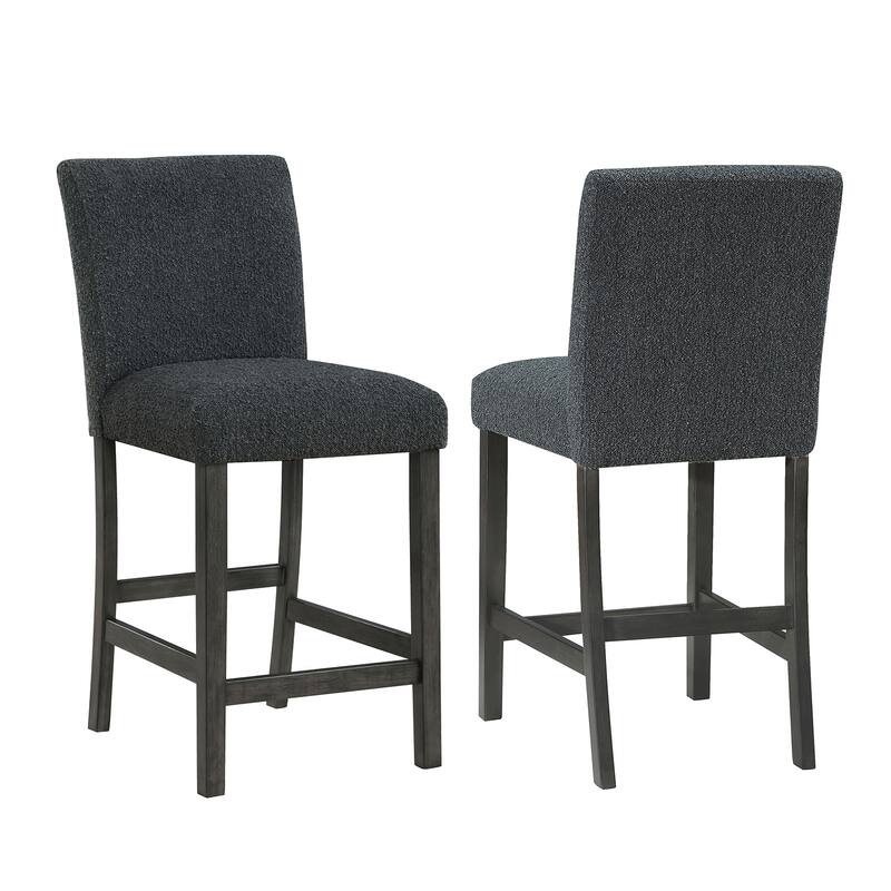 Set of 2 Upholstered Counter Height Dining Chairs - Black/Charcoal Grey