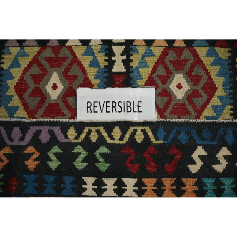 Hand Woven Oriental 100% Wool Carpet Southwestern Tribal Multi-Colored Kilim Area Rug - 9' 10'' X 6' 10''