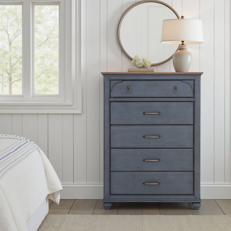 Bridgevine Home Americana Chest, No Assembly Required, Corduroy Blue Finish