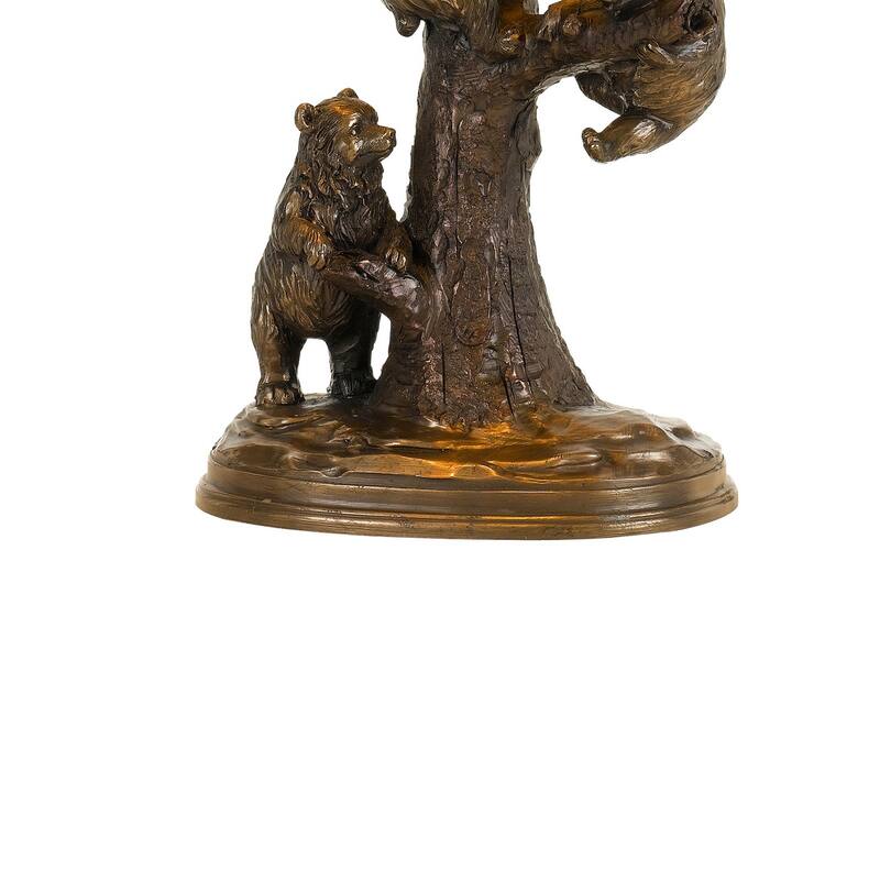 150 Watt Resin Body Table Lamp with Bear Design and Twig Shade, Bronze
