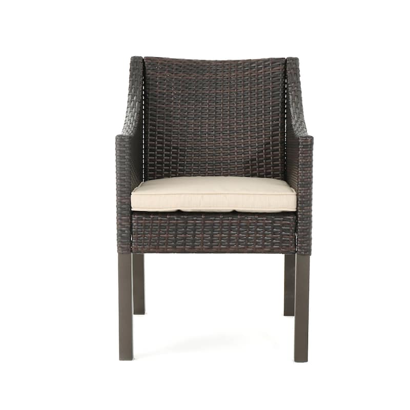 Antibes Outdoor Wicker Dining Chair with Cushions (Set of 4) by Christopher Knight Home - Brown