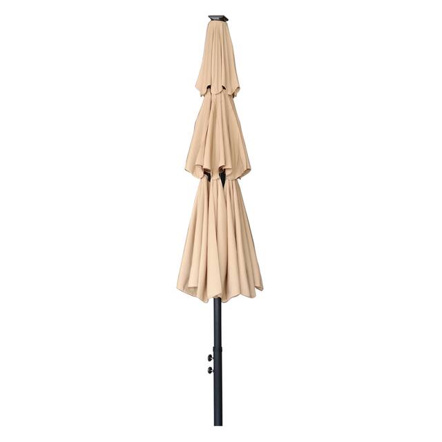 11FT Solar LED Lighted Patio Umbrella with 8 Ribs
