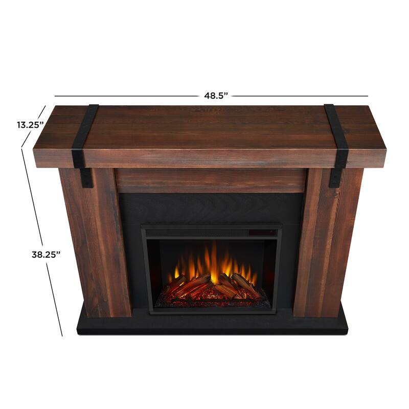 Aspen 48.5" Electric Fireplace in Chestnut Barnwood by Real Flame - 48.5L x 13.5W x 38.19L