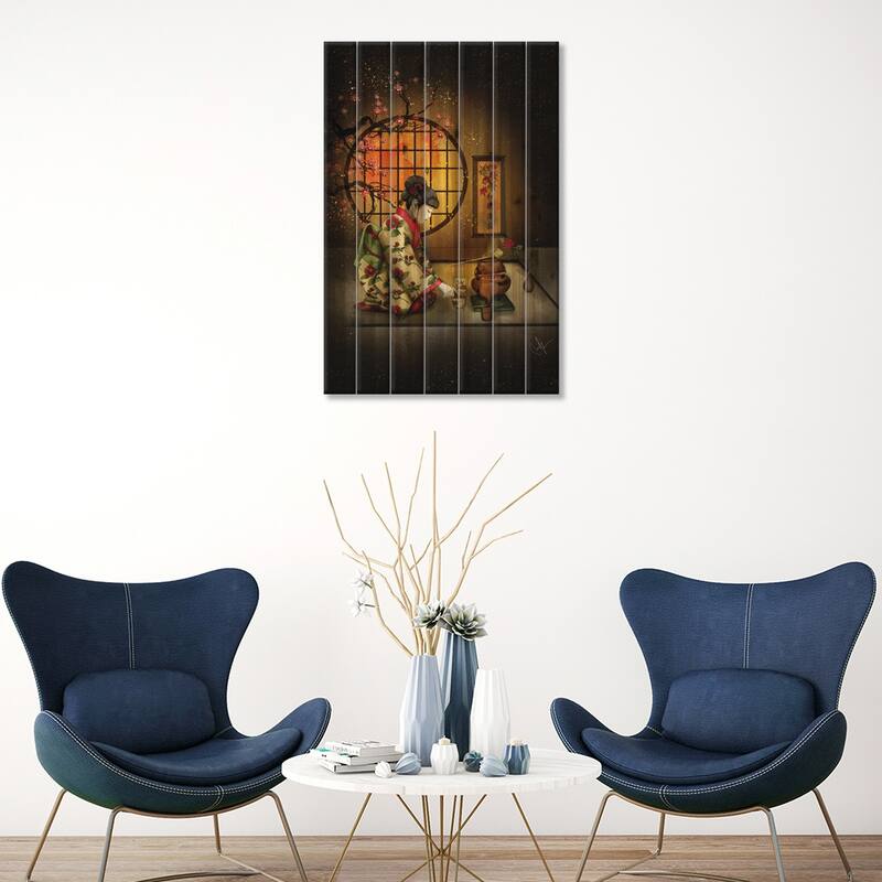 Camellia Tea Print On Wood by Marine Loup - Multi-Color
