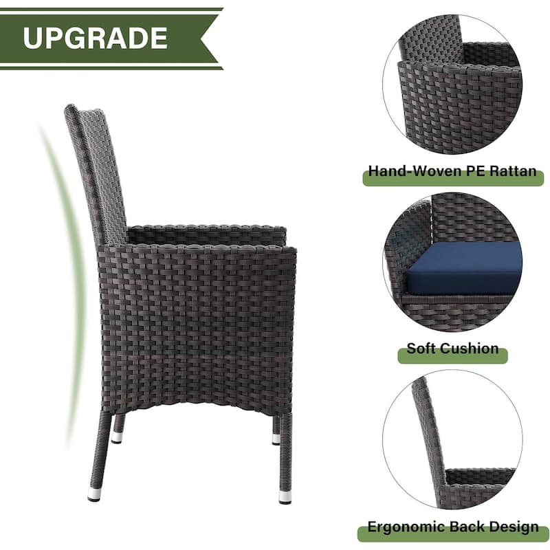 Kullavik Outdoor Dining Set, Rattan Patio Furniture Dining Table & Chairs