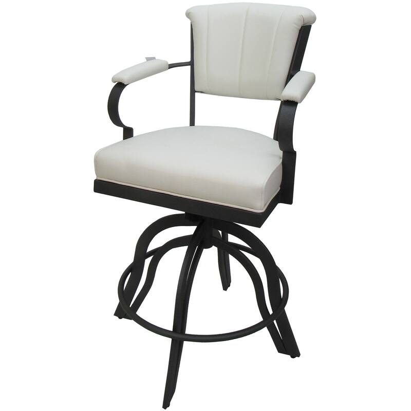 Miami Counter 26" or Bar 30" Metal Bar Stool on A Base - White Vinyl - Grey - Counter Height