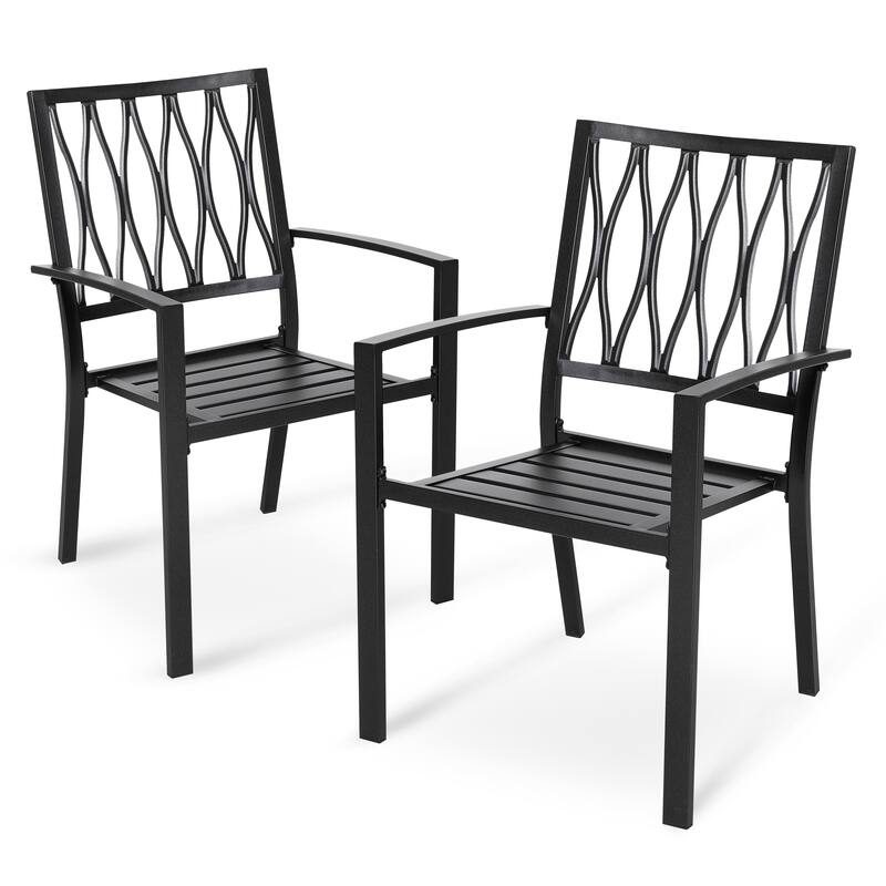 Outdoor 7-Piece Dining Set with Umbrella Hole, Black