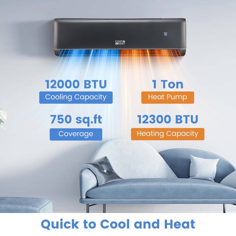 Costway 12000 BTU Mini Split Air Conditioner & Heater with Heat Pump - See Details