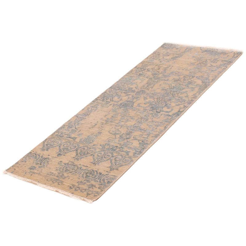 ECARPETGALLERY Hand-knotted Heritage Khaki Silk, Wool Rug - 2'6 x 6'11