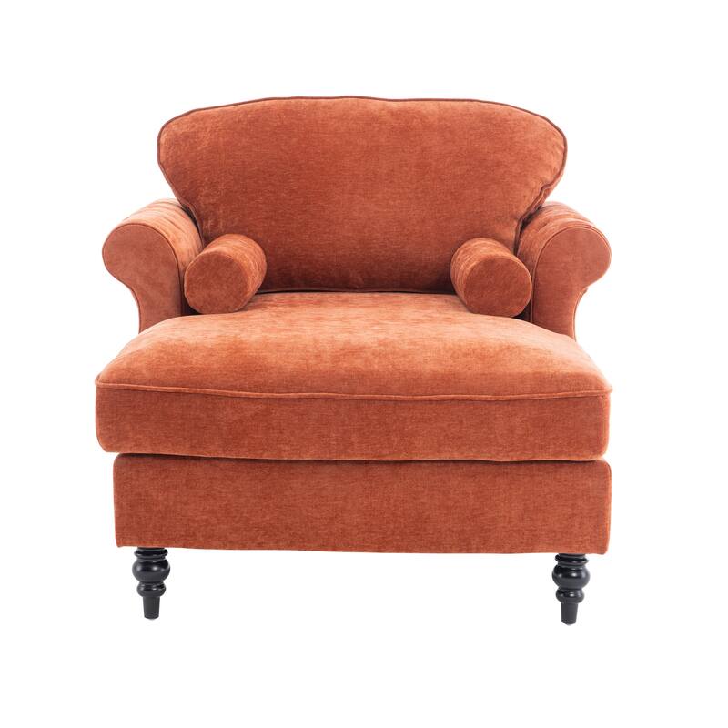 Oversized Chaise Lounge Indoor,Chenille Single Sofa Bed with Wide Seat,Upholstered Lazy Sleeper Armchair,Reading Couch Set