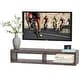 preview thumbnail 2 of 7, HOMCOM Wall Mounted Media Console, Floating TV Stand Component Shelf, Entertainment Center Unit, Dark Grey Wood Grain