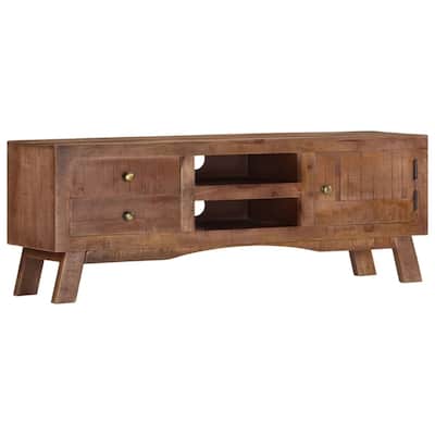 vidaXL TV Stand 43.3"x11.8"x15.7" Rough Mango Wood - 43.3" x 11.8" x 15.7"