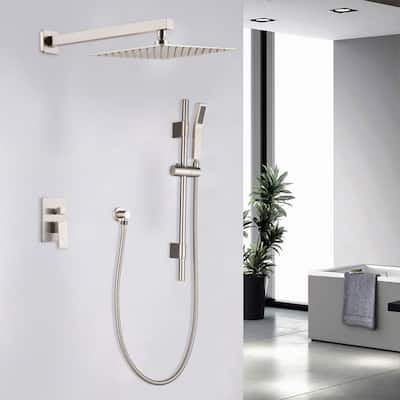 CLihome 12 Inch Wall Mount Shower System Shower Combo Brushed Nickel