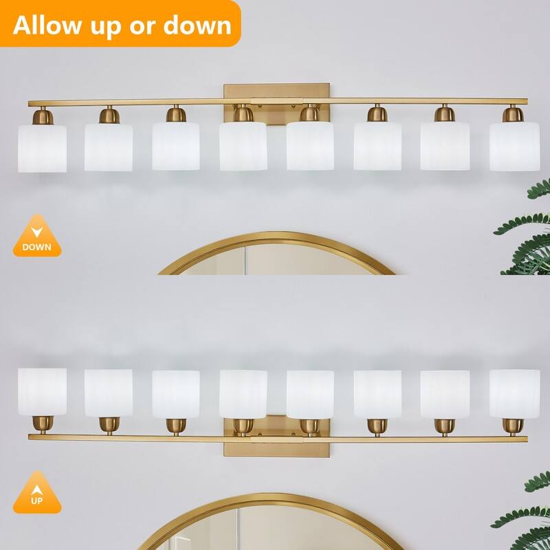 Modern Bathroom Vanity Light With Frosted Milk Glass Shades