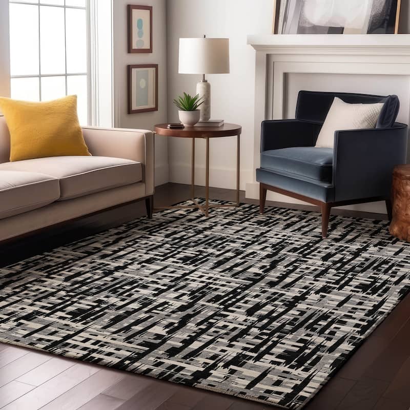 Premium Washable Super Soft Abstract Weave Mayfield Rug - Black - 8' x 10'