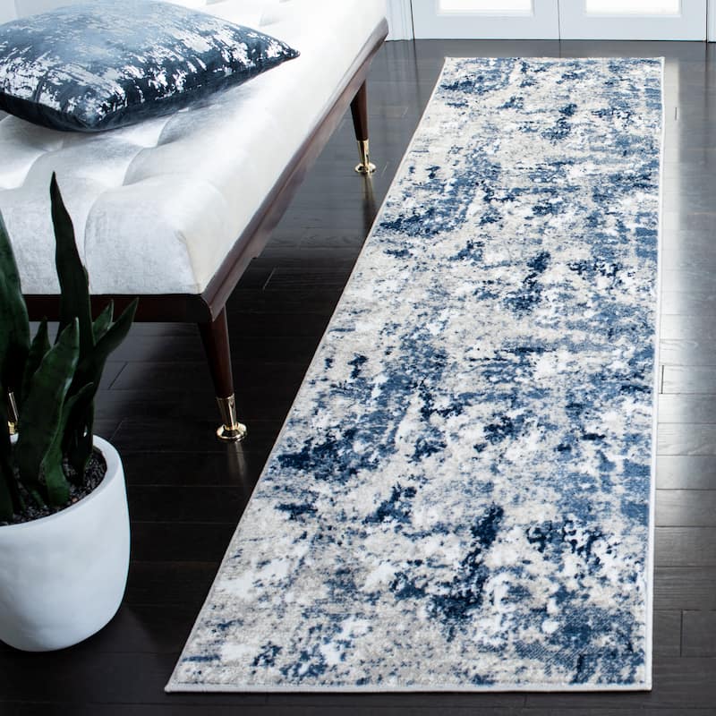 SAFAVIEH Skyler Sybille Modern Abstract Rug - 2'2" x 9' Runner - Grey/Navy