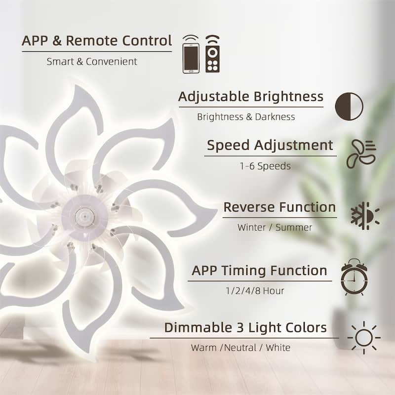 37" Ceiling Fan with Lights, Remote Control 3 Color Temperatures