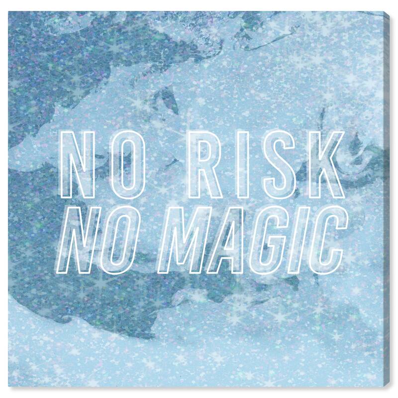 Wynwood Studio Prints Typography No RIsk No Magic Sparkle Blue Modern & Contemporary Wall Art Canvas Print