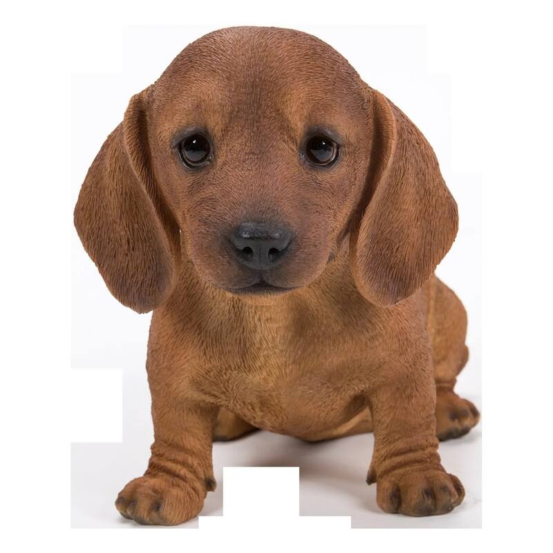 Sitting Dachshund Puppy Outdoor Garden Statue - 8.25"
