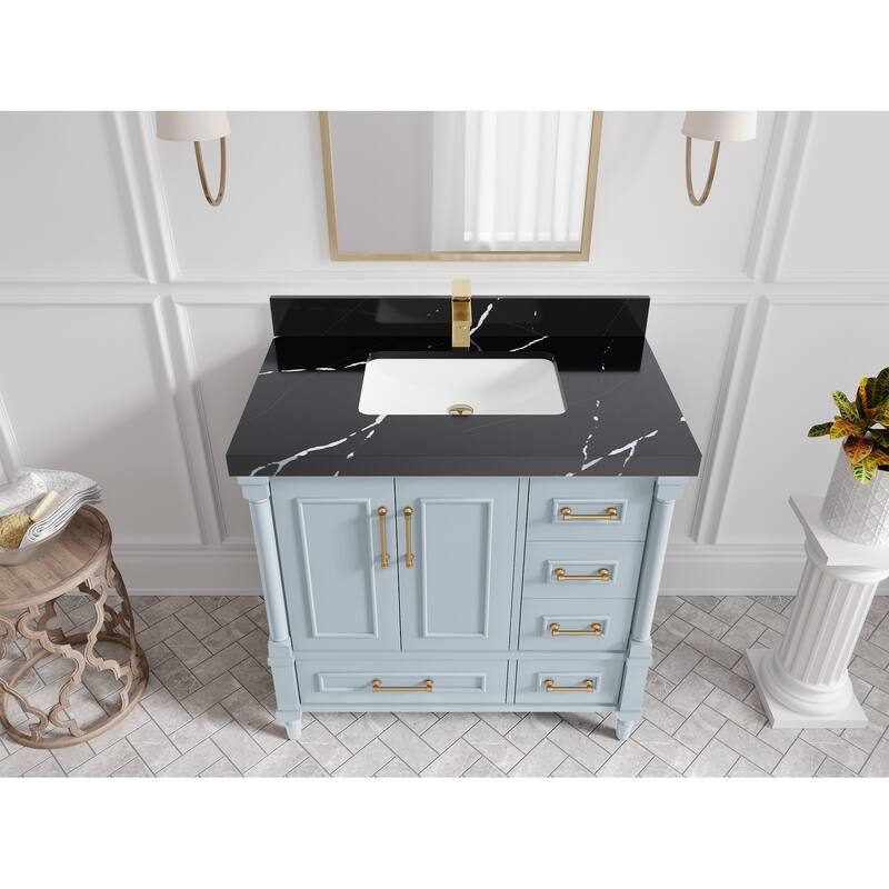 Willow Collections 36 in. W x 22 in. D Aberdeen Center Sink Left Bathroom Vanity with Countertop