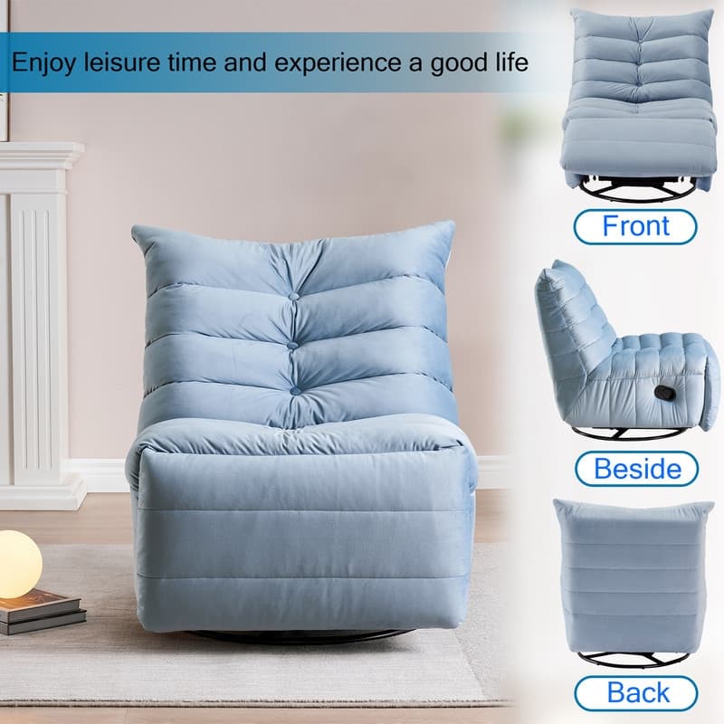 29.1" velvet off-white lazy lift sofa chair with arm pockets