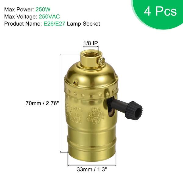 4pcs E26/E27 Lamp Socket 1/8IP Thread Screw Bulb Holder with Turn Knob ...