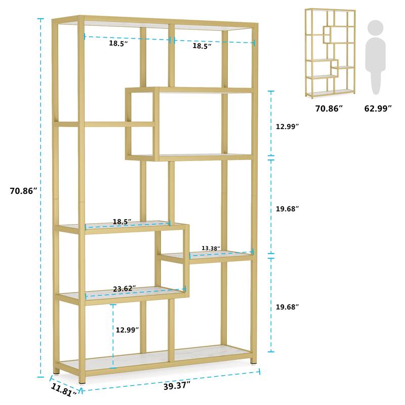 8 Shelves Bookshelf, Ladder Corner Bookcase, 4-Tier Display Shelf Storage Organizer for Home Office