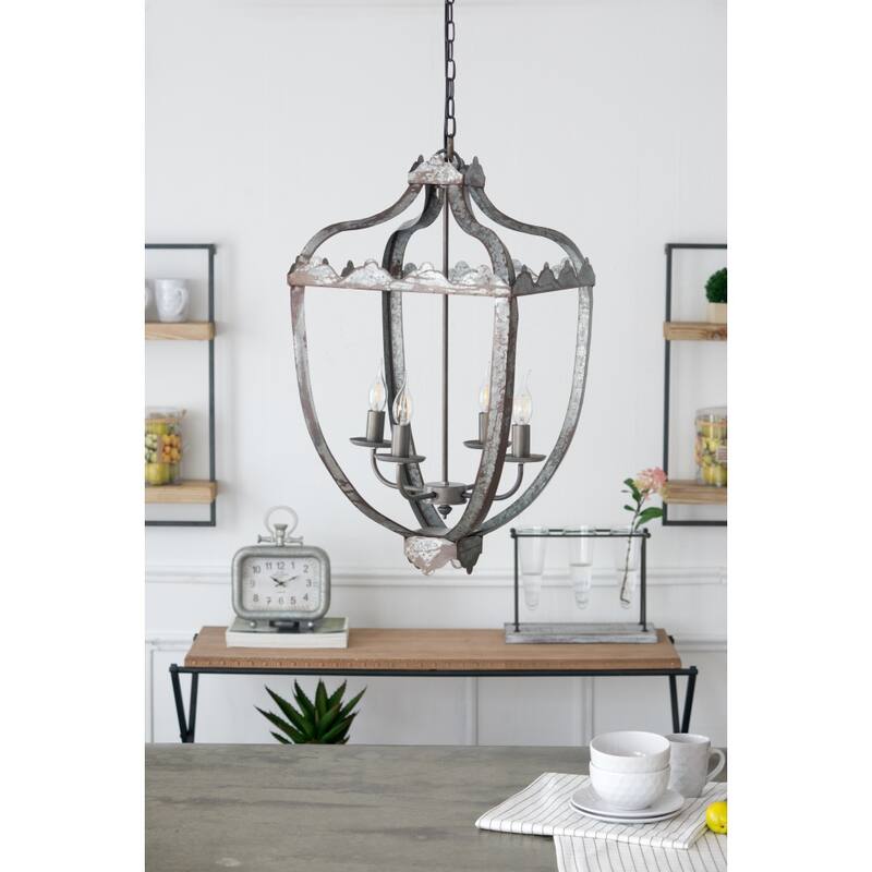 Hardwire 15.7in 4-Light Metal Chandelier Light with Adjustable Chain