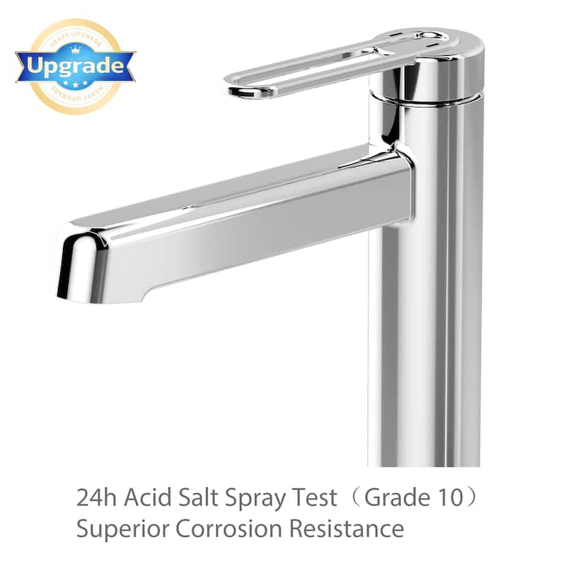 Modland Single Hole Bathroom Faucet, NSF/CUPC Certified 200K Leak-Proof, Matte Black / Chrome