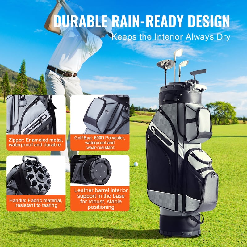 Golf Cart Bag with 14 Way Organizer Divider Top, Durable Golf Bags with Handles & Dust Cover & Detachable Straps for Men & Women