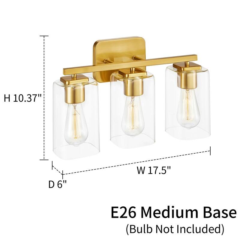 KAWOTI 3-light Modern Bathroom Vanity Lights with Glass Shades