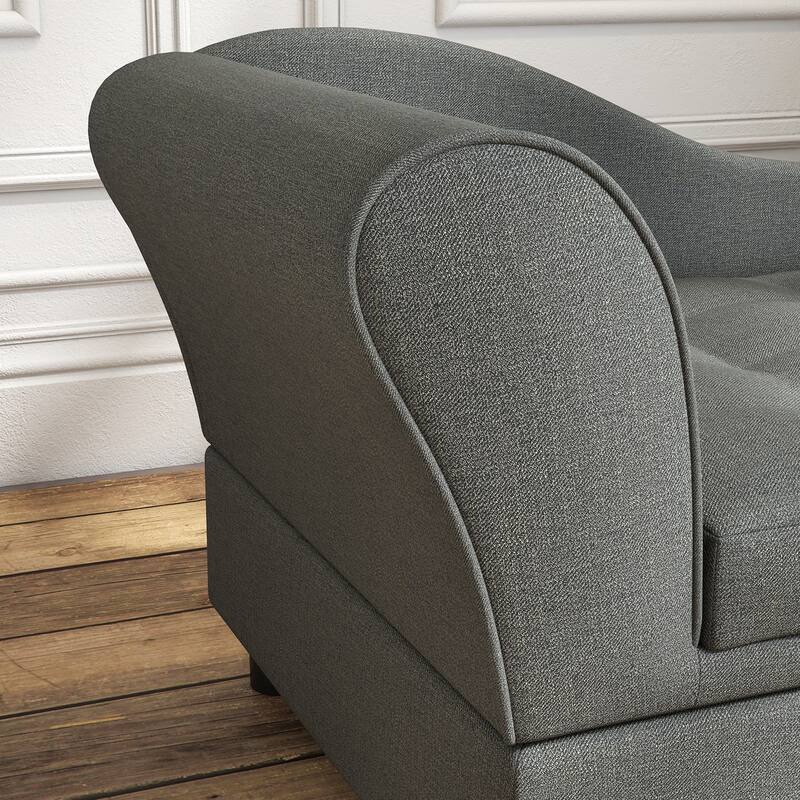 Faux Linen Pet Sofa with Storage Small Dog Couch with Thick Tufted Cushion Backrest and Armrests for Dogs