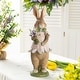 preview thumbnail 20 of 22, Glitzhome Easter Resin Bunny Boy Girl Table Statue Decoration Rabbit Figurine with Flower Party Ornaments