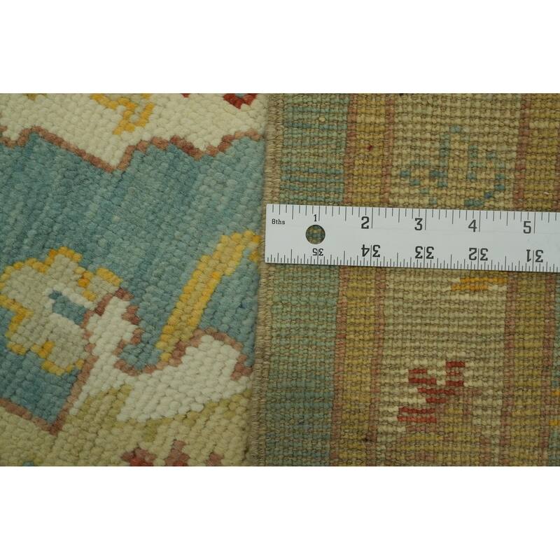 Handmade Blue Oushak Vegetable Dye Area Rug, Medallion Geometric Carpet - 9' 11'' X 8' 5''