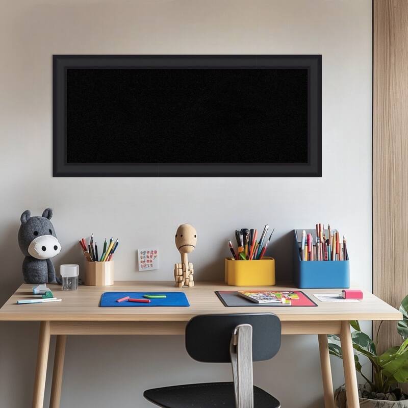 Oliver Black Narrow Wood Framed Cork Board - Bulletin Board, Organization Board, Pin Board