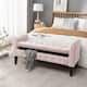 Porthos Home Brett Velvet Storage Bench with Rubberwood Legs