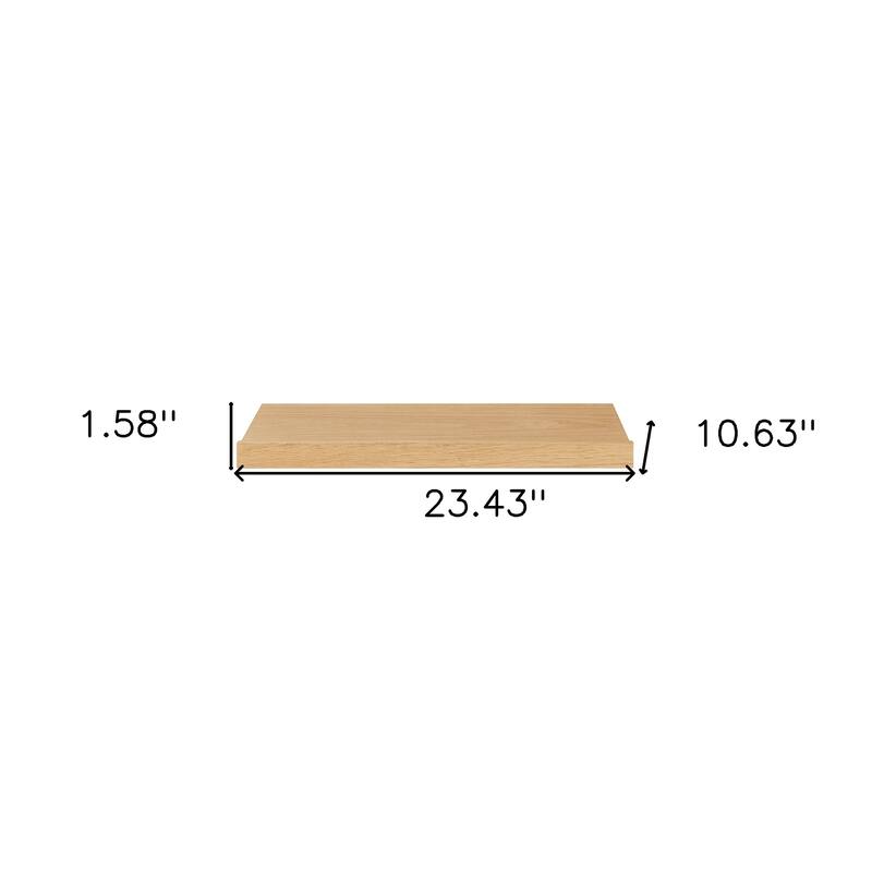 HomeRoots 23" Oak Wood Wall Mounted Floating Shelf - 23.43 in. x 1.58 in. x 10.63 in.
