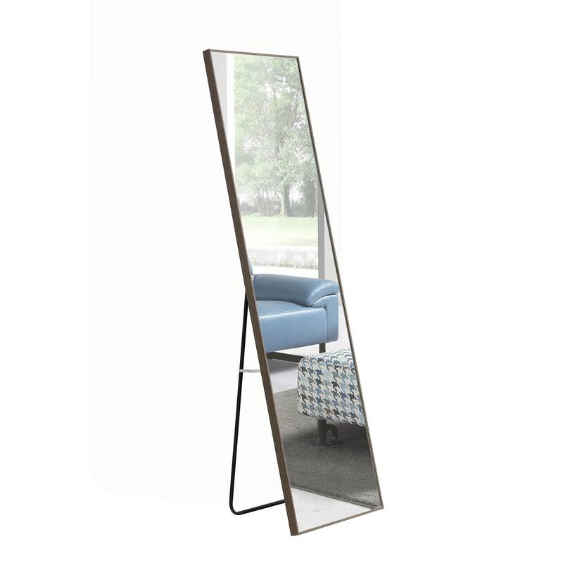 Stylish Full Length Solid Wood Mirror for Various Spaces - Grey