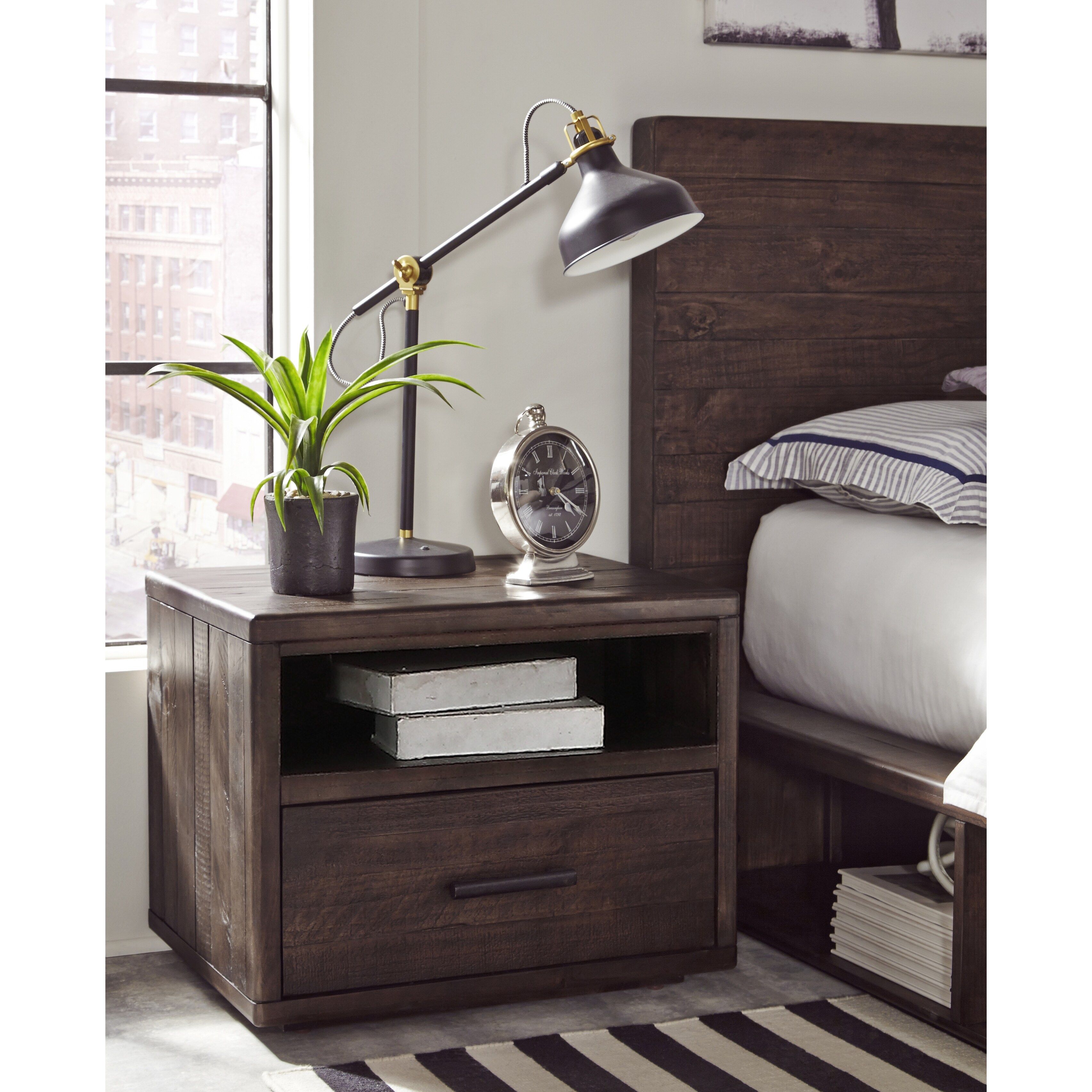Shop Mckinney One Drawer Solid Wood Nightstand In Espresso Pine Overstock 31272863