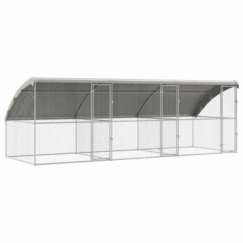 vidaXL Dog Kennel 2 pcs Silver Steel