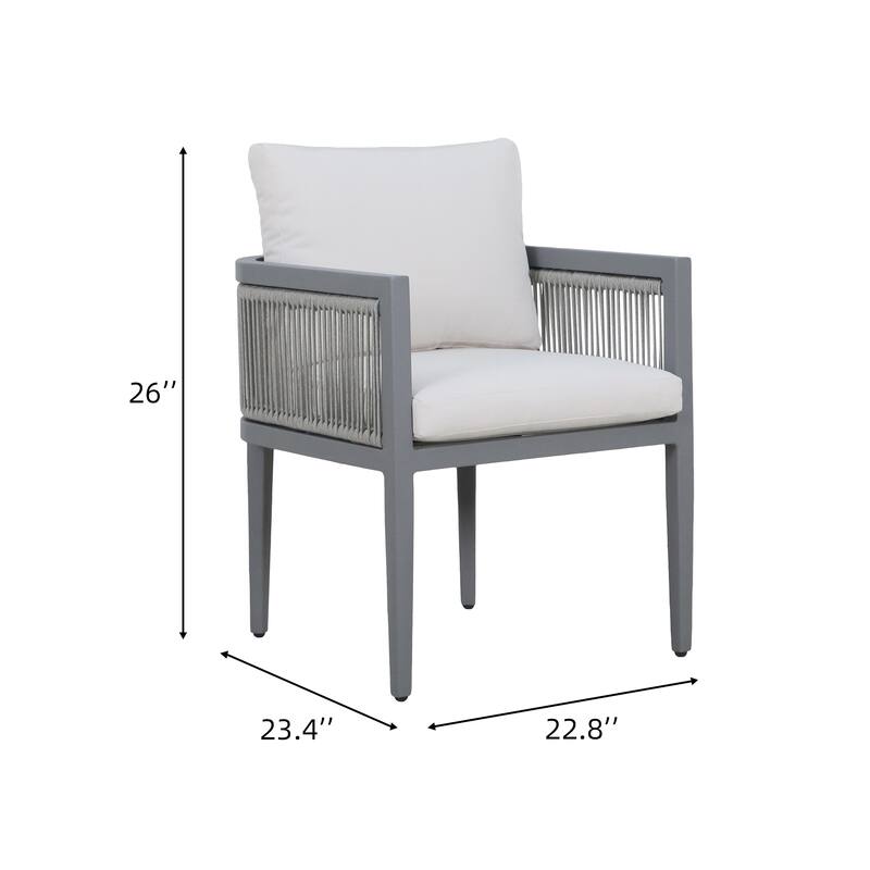 7-Piece Outdoor Patio Dining Set with Gray Cushions