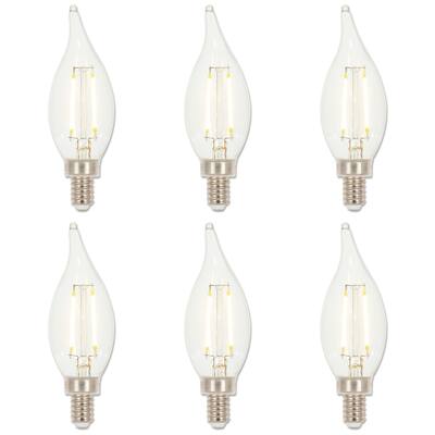 Westinghouse Lighting 3.3 Watt (40 Watt Equivalent) Clear CA11 Dimmable Filament LED Light Bulb, Candelabra Base, 6 Pack