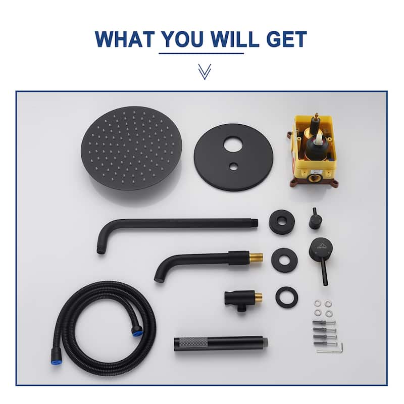 1-Spray Pattern Round 10-inch Wall Mount Shower System with Tub Faucet