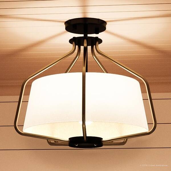 slide 2 of 7, Luxury Mid-Century Modern Ceiling Fixture, 13.25"H x 16"W, with Industrial Chic Style, Olde Bronze Finish by Urban Ambiance